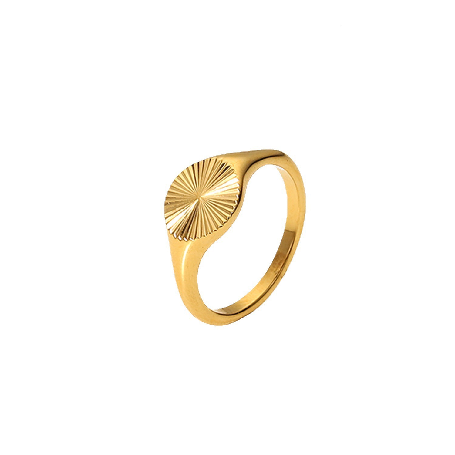 Ins style simple and fashionable carved stainless casting ray gold-plated flower shaped titanium steel ring