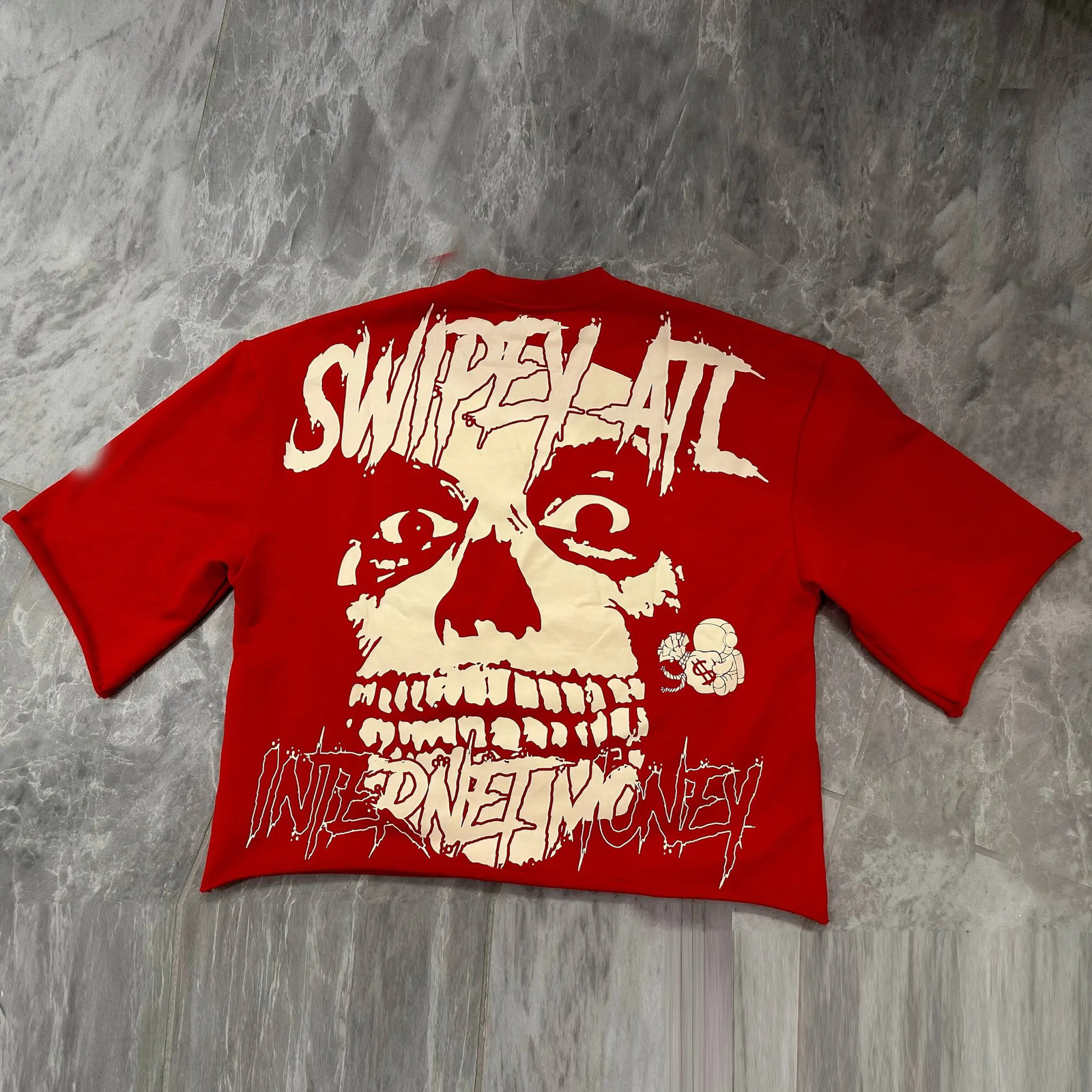 Streetwear T Shirt Y2K Clothes Mens Retro Hip Hop Skull Graphic Print Oversized TShirt Punk Rock Round Neck Short Sleeve Tops 250408