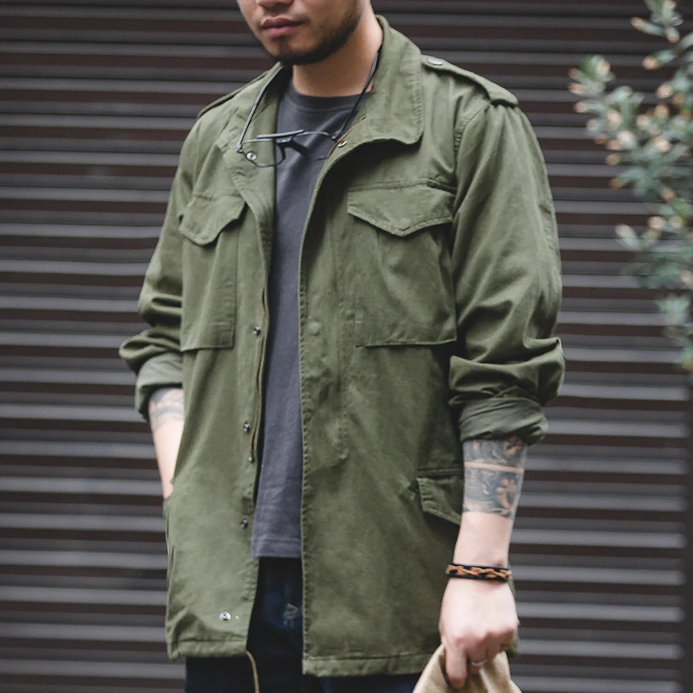 Maden retro M65 mens jacket green outdoor windproof casual solid multi pocket 250409