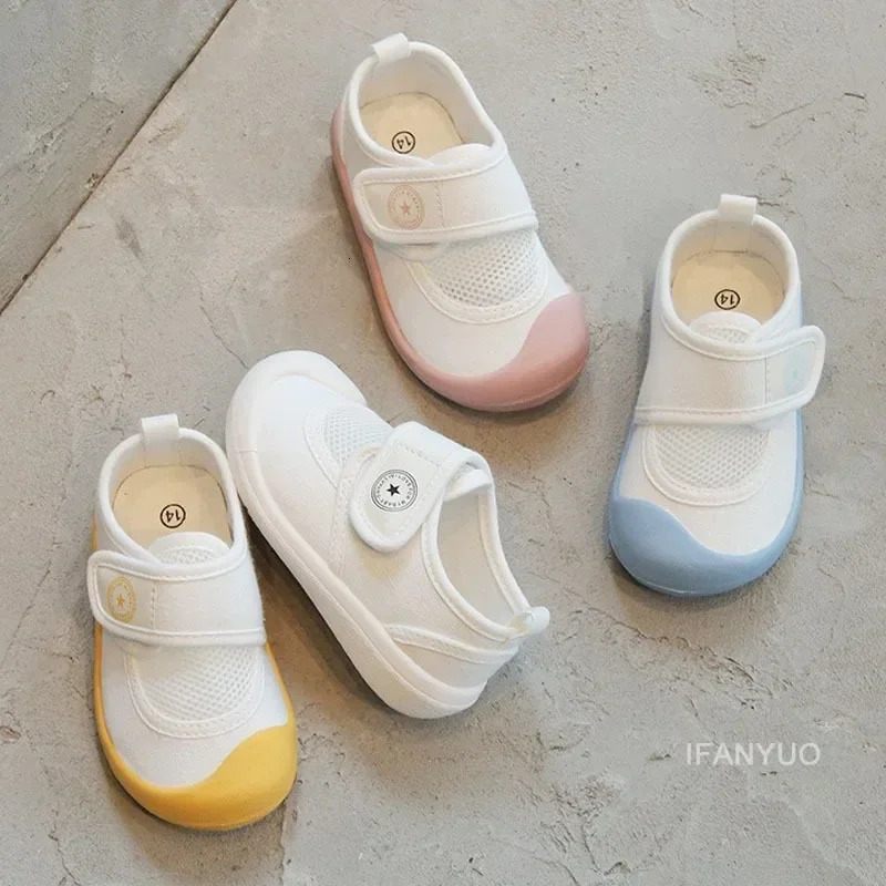 Spring and summer mesh breathable childrens canvas shoes kindergarten baby solid casual shoes soft soled boys shoes 250409