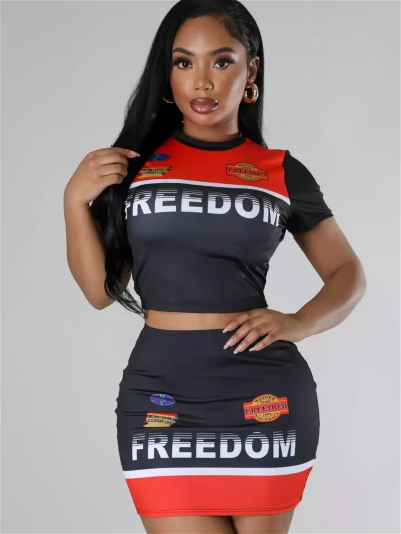 2025S Designer Women S Set Women S New Fashion Letter Printed Round Neck Top Sexy Hip Hugging Skirt Set For Women