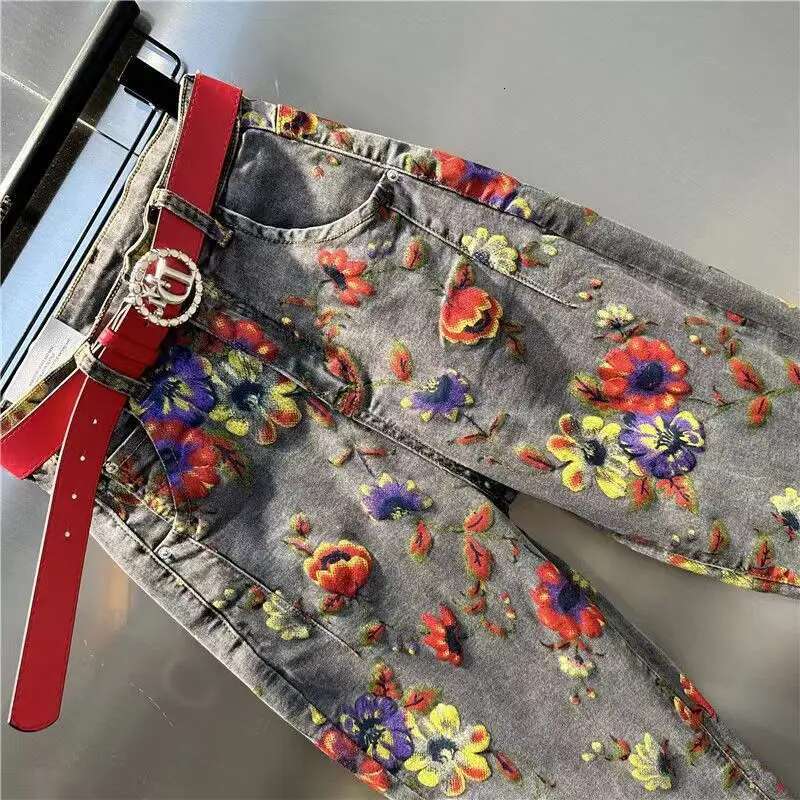 New Men American Retro Hip Hop Fashion Print Jeans Male Haruku Punk Gothic Wide Pants Couple Casual Denim Pants