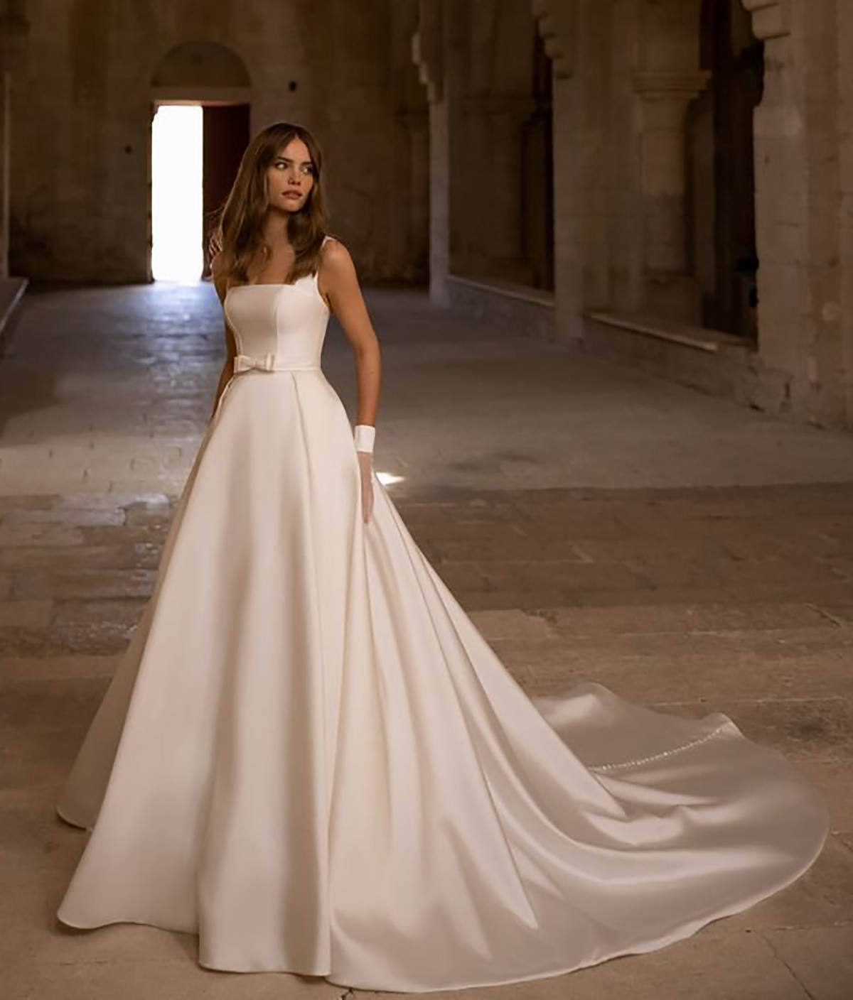 Classic A-Line Bridal Wedding Dresses Satin With Spaghetti Strap Floor-Length Plus Size For Special Occasion Vestido de novia