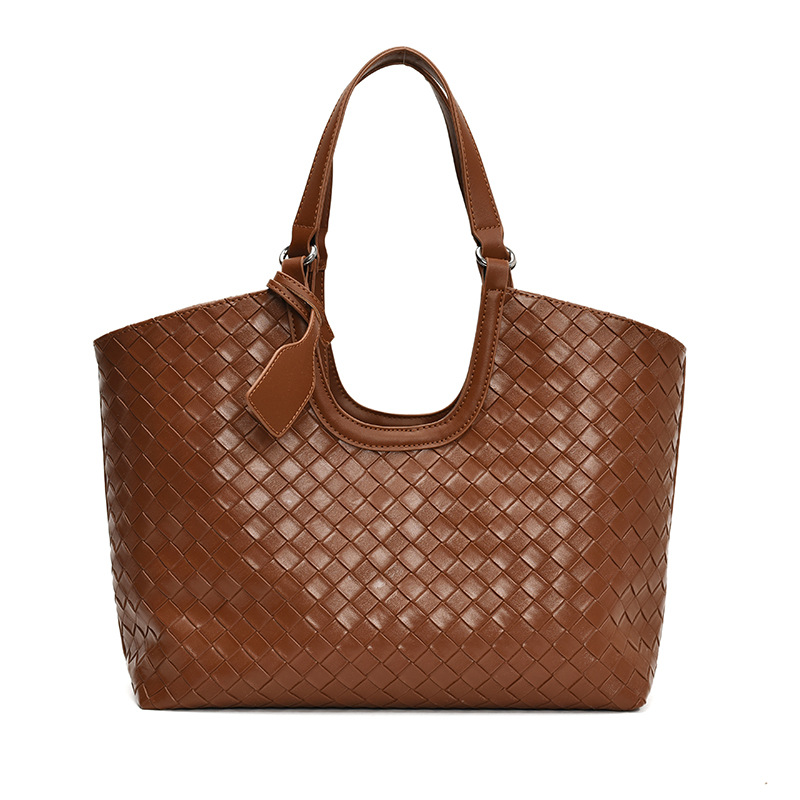 new Cross-border Style High-end Niche Woven Large-capacity Tote Bucket Bag Fashionable Retro Single-shoulder Handbag