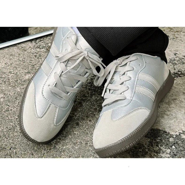 2025 Jifffly Silver German Trainers Thick-Soled Height-Boosting Retro Classic Versatile Student Sports Shoes Unisex