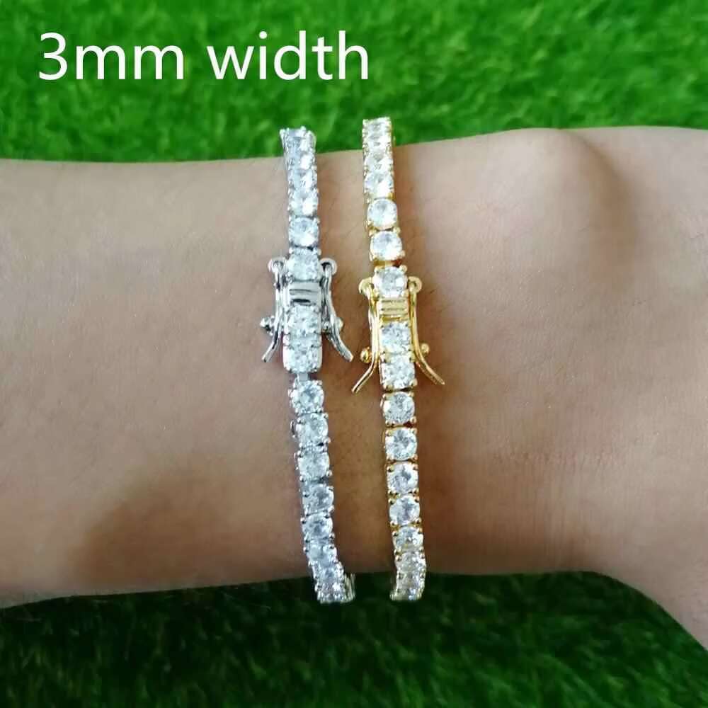 Dropshipping Link Chain Hip Hop Men Bangle Tennis Moissanite Bracelet Sterling 925 Silver Jewelry 1 Piece Gold Plated