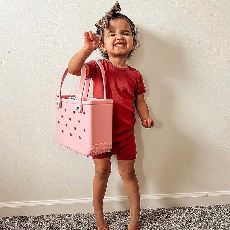 M/L/XL Fi Large Beach Bag EVA Rubber Waterproof Storage Basket Travel Shopping Handbag Wen Shoe Solid Color Bag Y250409