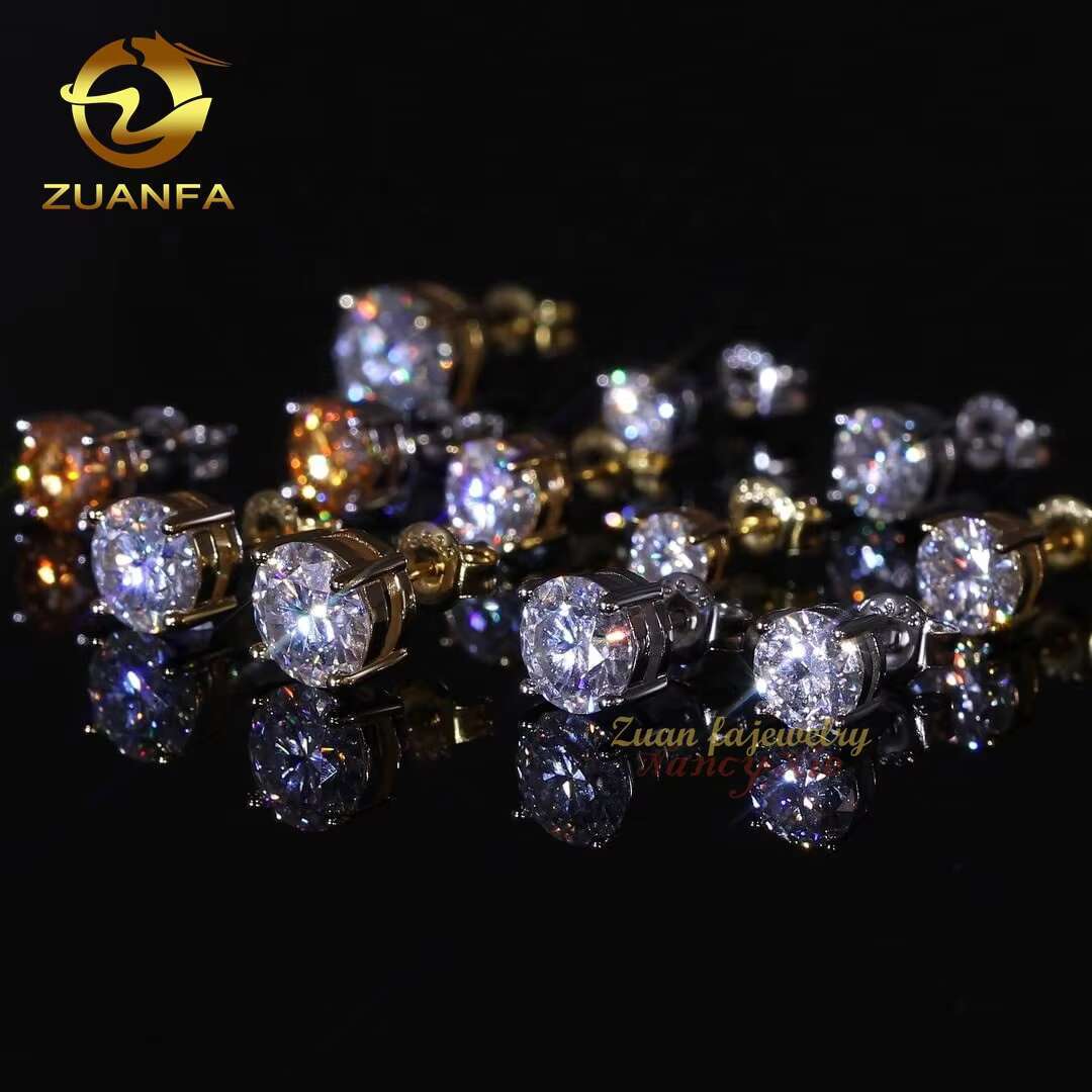 Luxury Affordable Price Screw Back VVS Moissanite S925 Silver 10K 14K 18K Real Gold Diamond Stud Earrings