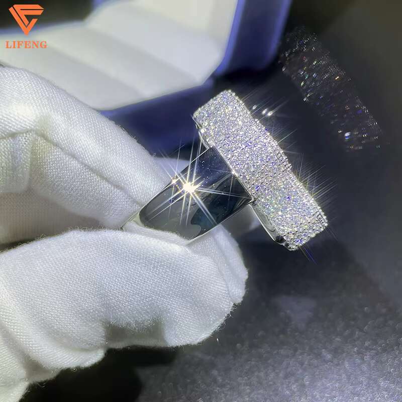Fashion Custom Jewelry Cross Ring 18k Gold Plated Gra Iced Out Vvs Moissanite Diamond Hip Hop Ring 925 Sterling Silver for Men