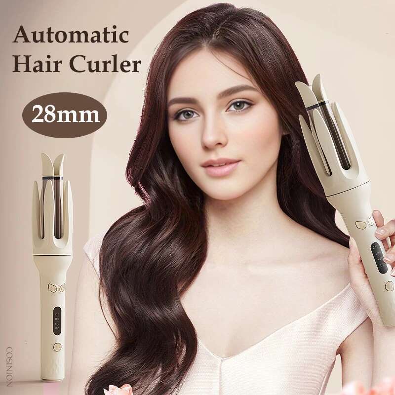 Automatic Curler 28Mm Negative Ions Electric Ceramic Hair Stick Rotating Curl Waves Anti-Tangle Curg Iron Styler
