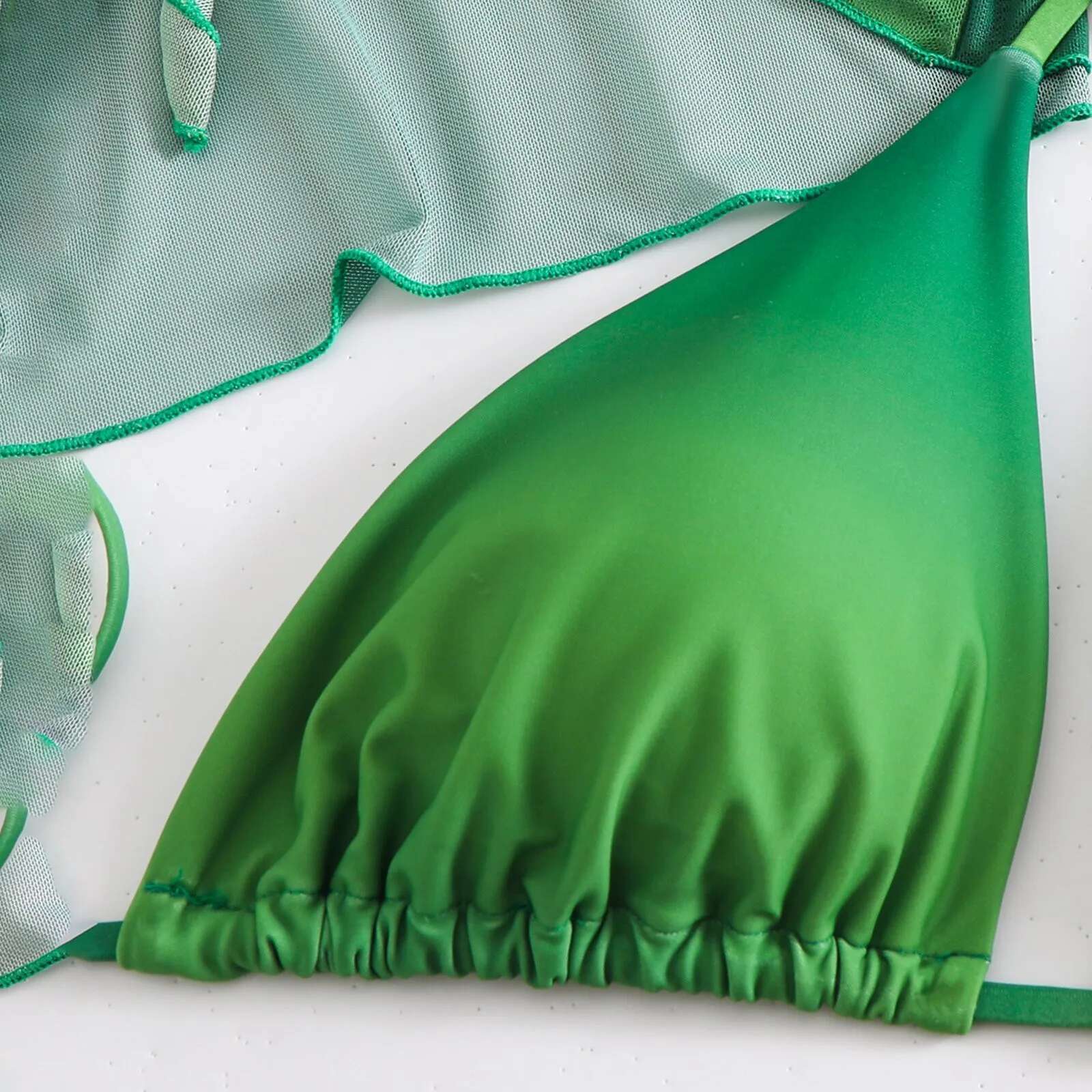 Dongdumaoyi Sexy Green Bikini Set Women Halter Long Sleeve Top Piece Swimsuit Summer Bathing Suit Swimwear Female Thong Biquini New