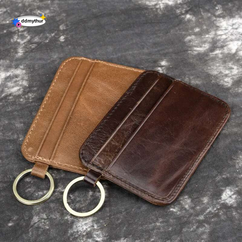 New Vintage Genuine Leather Mini Wallet Men's Credit Card Holder Slim Clutch Money Bag Small Coin Purse For Women ddmythur