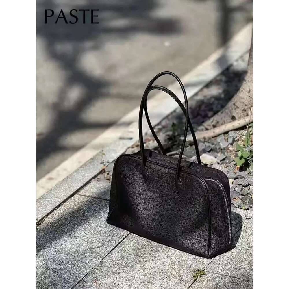 Simple Imported Cow Leather Large Tote Business Style Commuter Office Ladies Armpit Shoulder Bag All-Match Travel Handbag