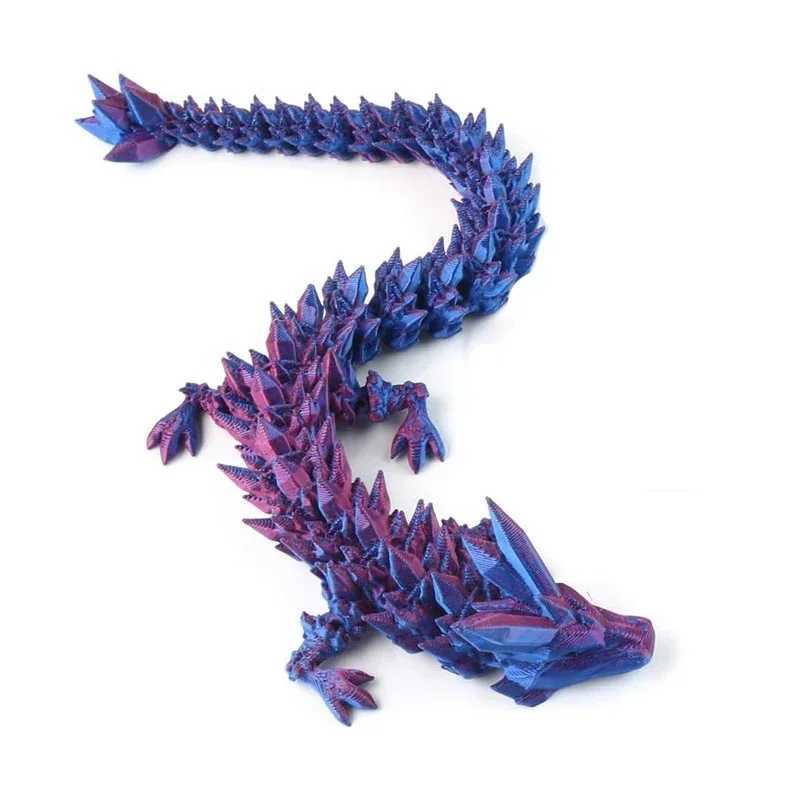3D Printed Gemstone Dragon Shines in the Dark Rotating Carving Dragon Crystal Character Action Toy Desktop Decoration Birthday Gift X250409