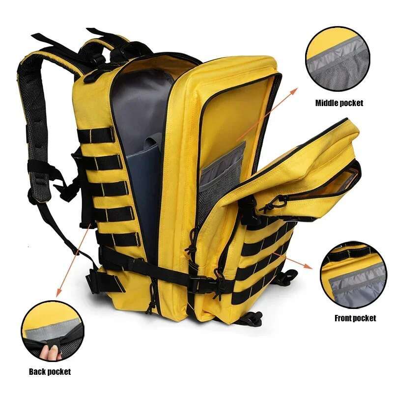 Qt&Qy 45L GYM Fiess Style Backpacks For Men/Women Tactical Backpack Training Molle Survival Bag Hiking Trekking Rucksack