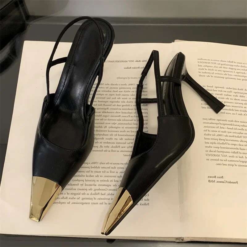 Eilyken Street Style Pointed Toe Women Pumps Fashion Sgbacks Thin High Heels Elegant Stripper Prom Ladies Sandals Shoes
