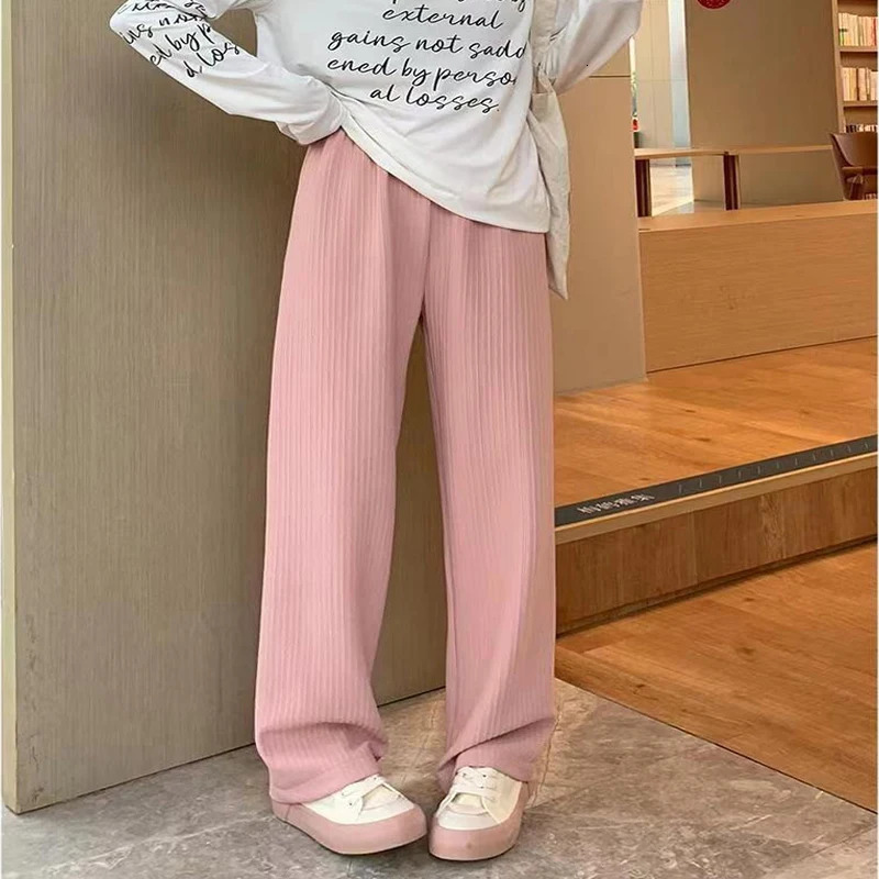 2025 summer bubble milk puff cloud pants women high waist draped narrow straight casual pants cloud puff wide leg pants 250409