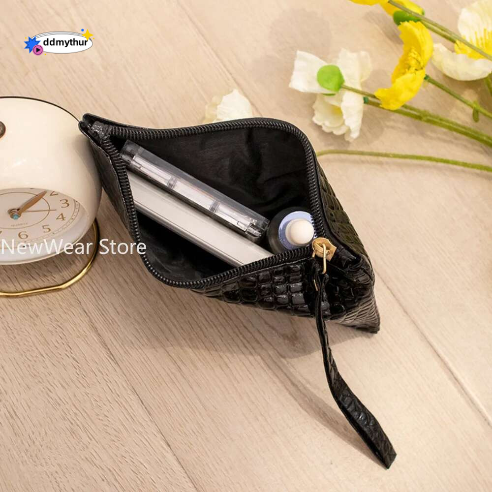 New Women Crocodile Pattern PU Long Wallet Litchi Grain Coin Purse Female Bag Wrist Bags Zipper Phone Pocket Credit Card Holder ddmythur