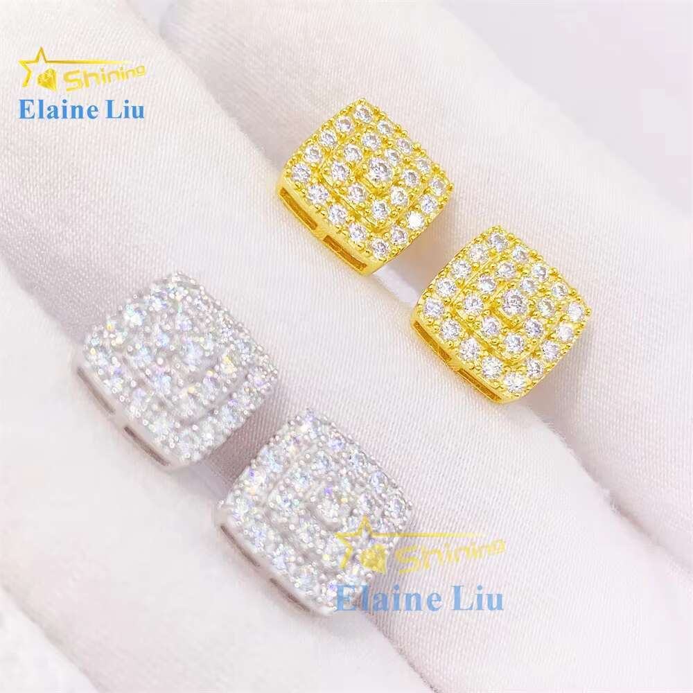 Factory Price Sterling Silver Custom Women Jewelry Fashion Jewelry Hiphop Iced Out Jewelry Vvs Moissanite Stud Earrings