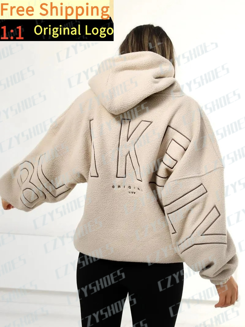 blaklelyes hoodie Women's Designer Fleece Hoodie Letter Embroidery Loose Zipper Coat Elegant Commuting Comfort Casual Trendy Streetwear