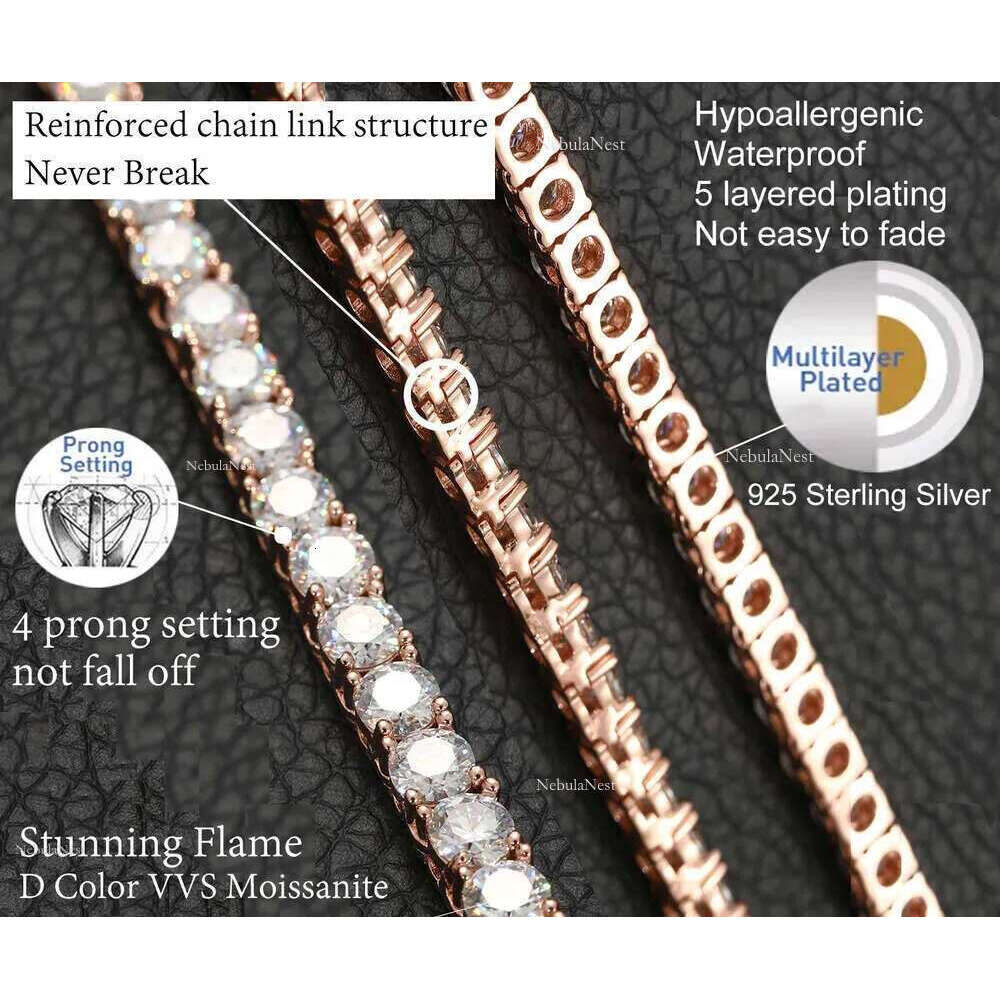 Unisex Hip Hop Tennis Bracelet Necklace with Moissanite Dia Cluster - Cubic Zirconia Iced Out Design