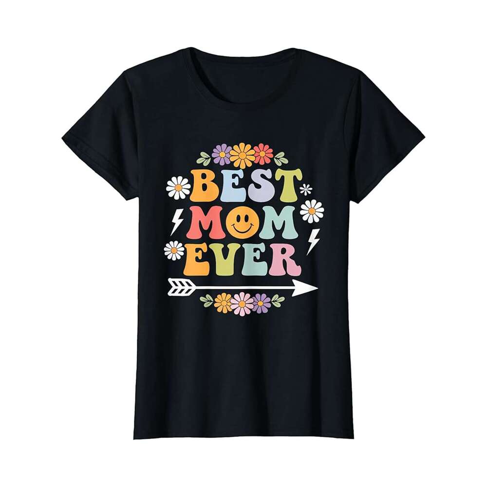 Designer T shirt Mens Groovy Best Mom Ever Mama Mommy Floral Happy Mothers Day - 220g Tshits