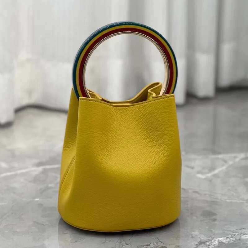 Fashion Large Capacity Leather Bucket For Women Design High Quality Cowhide Handbags High-End Elegant Lady Dinner Bag