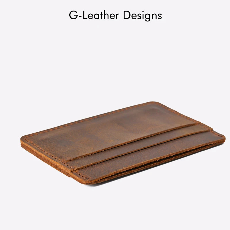 Genuine leather mens card holder vintage Crazy Horse business credit wallet 250408