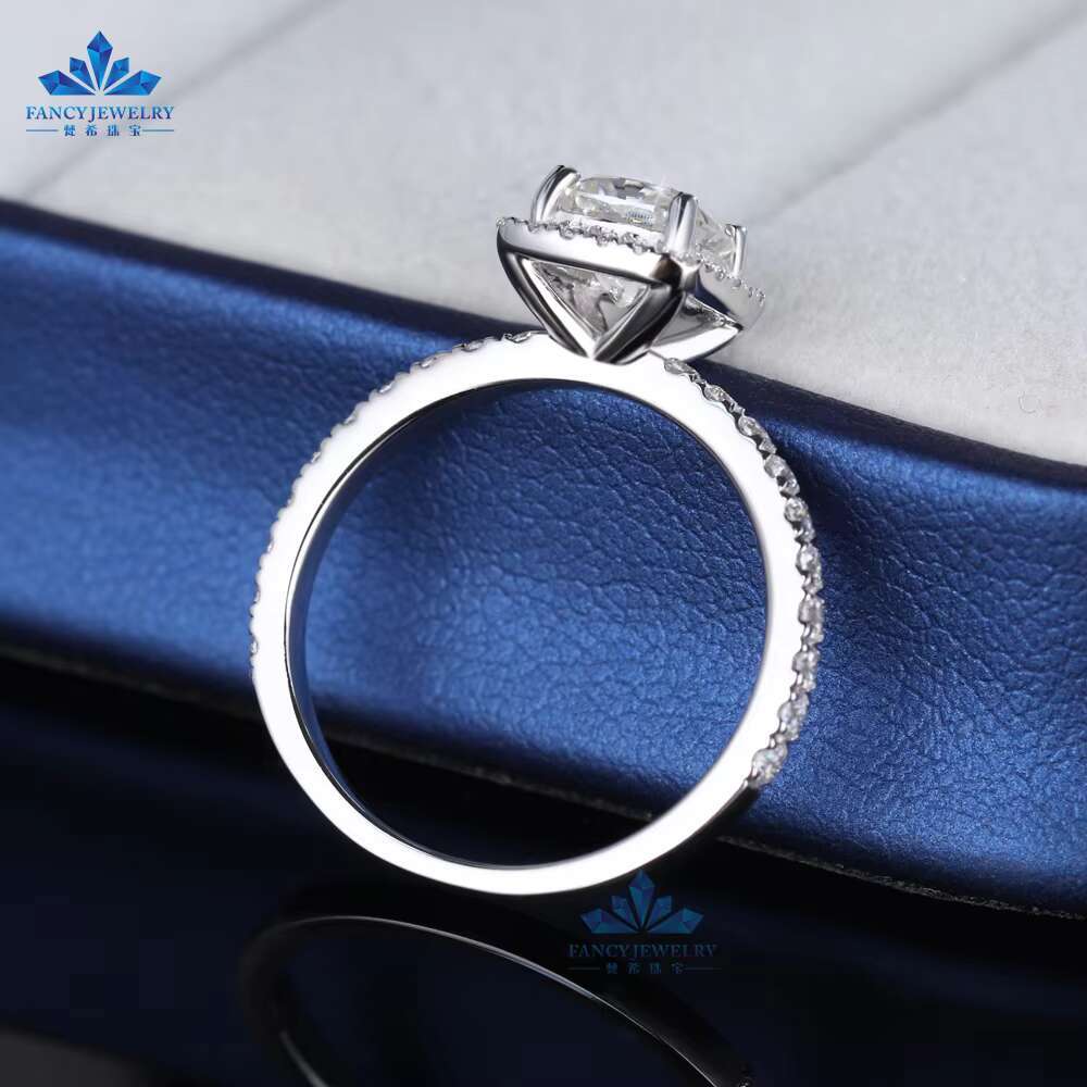 Fancy 925 Sterling Silver 1CT Cushion Cut Halo Moissanite Ring for Women for Wedding Parties or Gifts