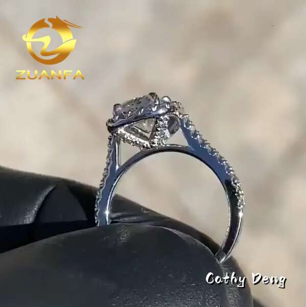 14k White Gold Halo Moissanite Rings Women Engagement Hip Hop Ring GRA Certificate Luxury Moissanite Wedding Ring