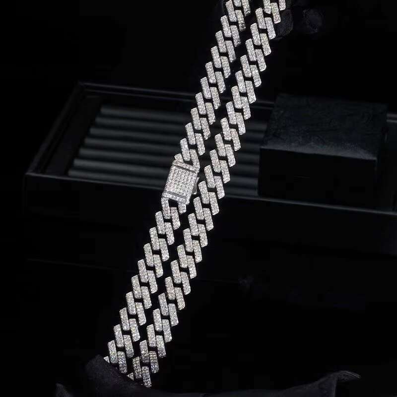Dolphins Fine Jewelry Hip Hop Necklace Real Gold Plated 8mm 10mm 12mm 14mm 20mm VVS Dia Iced Out Moissanite Cuban k Chain