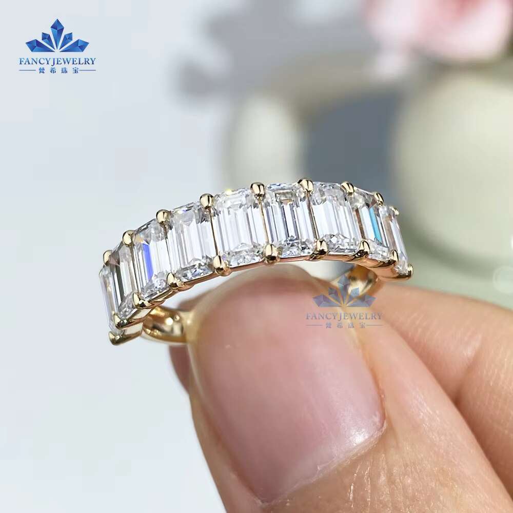 New Arrivals 18K Solid Gold Moissanite Solitaire Diamond Ring 5CT Long Cushion 4CT Emerald Shape Jewelry Engagement Rings