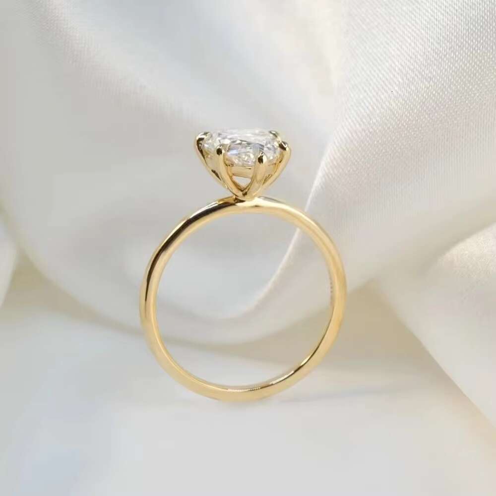 Yu Ying Customized Solitaire 2CT Pear Drop Moissanite Wedding Ring Fine Jewelry Fashion Women Engagement Rings