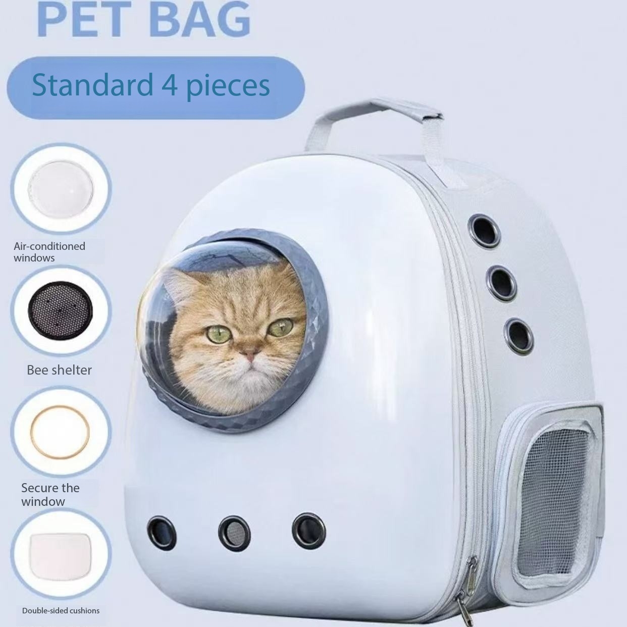 Cat bag for outdoor use, portable and lightweight, space capsule, transparent backpack, large capacity, dog, high appearance, pet, stress resistant