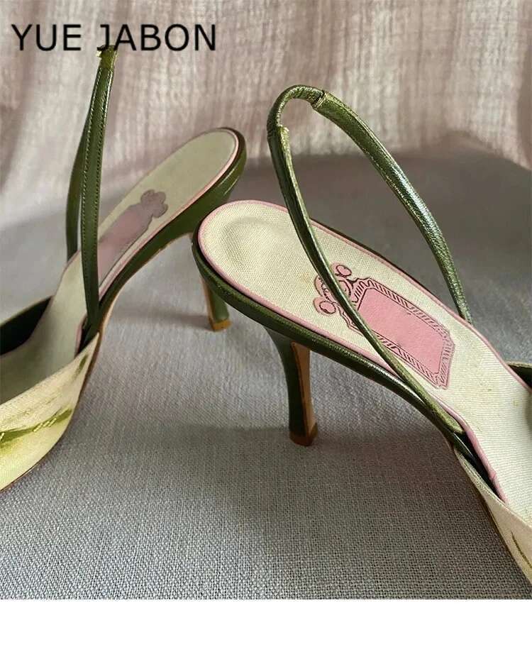 wers Embroidered Stiletto Heel Elegant High Heels Sgback Sandals China Embroider Pointed Toe Pumps Women