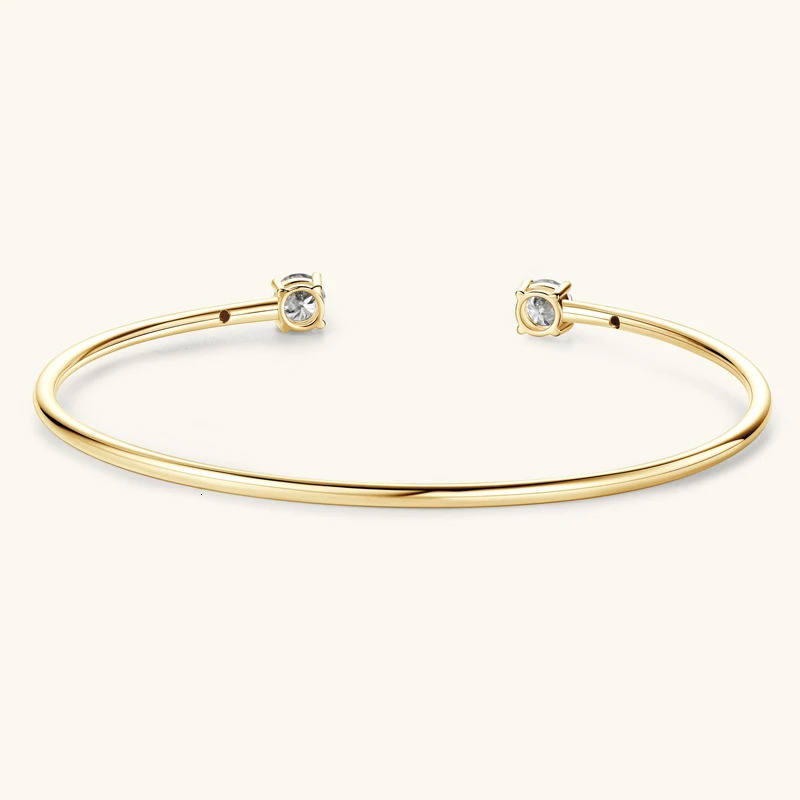 Anziw 5mm 0.5CT D VVS1 Bangle Cuff Real 925 Sterling Silver Bracelet for Women Hand Opening Cuffs Fine Jewelry Gifts 250408
