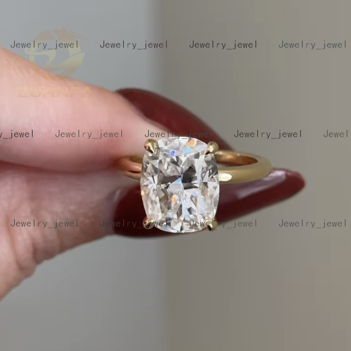 Fashion Women Jewelry Real Gold 10k D Moissanite Diamond Ring 3ct Long Cushion Cut Gold Engagement Rings Moissanite Promise Ring