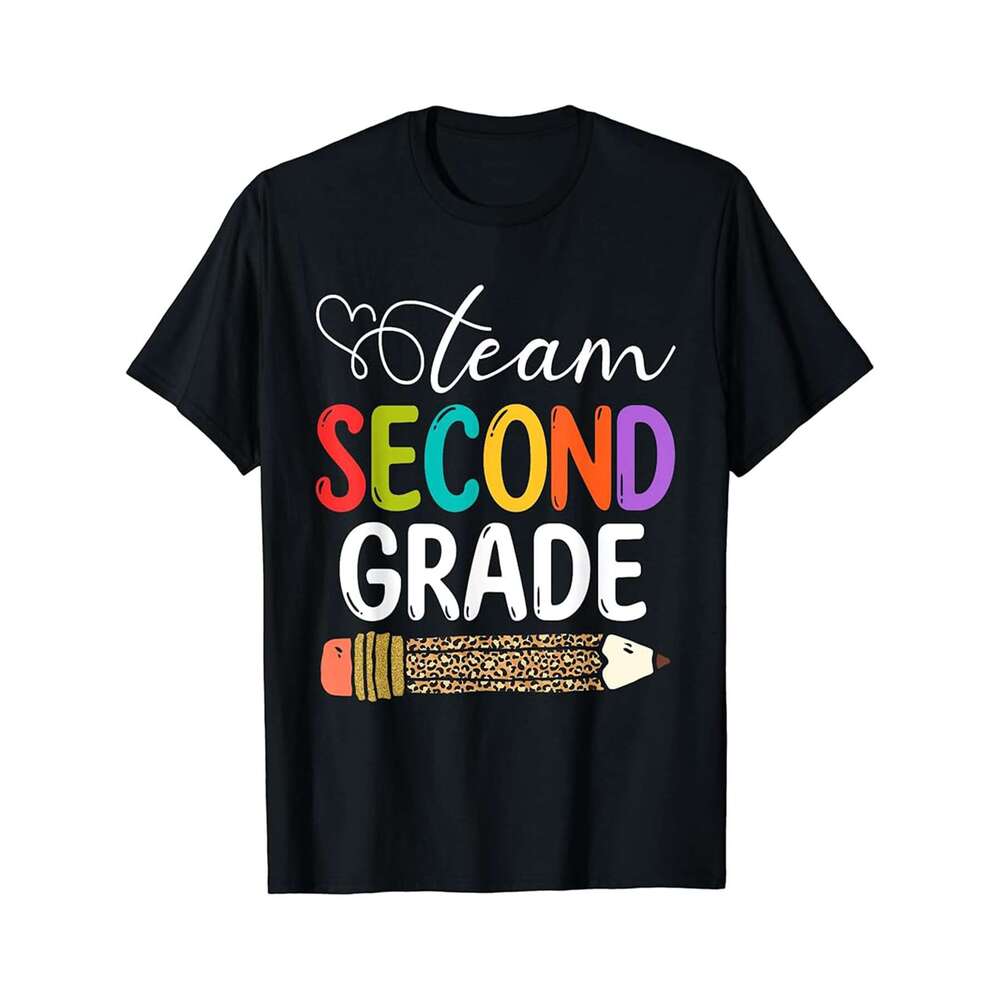Designer T shirt Team Second Grade Leopard Pencil 2nd Grade Teacher Student - 220g Tshits