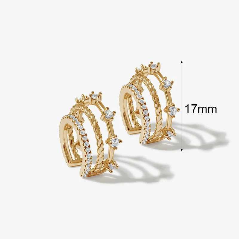 Crmya Classic Earrings for Women Zirconia Gold-plated Ear Cuff Stud Hoop Earrings Women Party Jewelry Accessories Wholesale Z250408