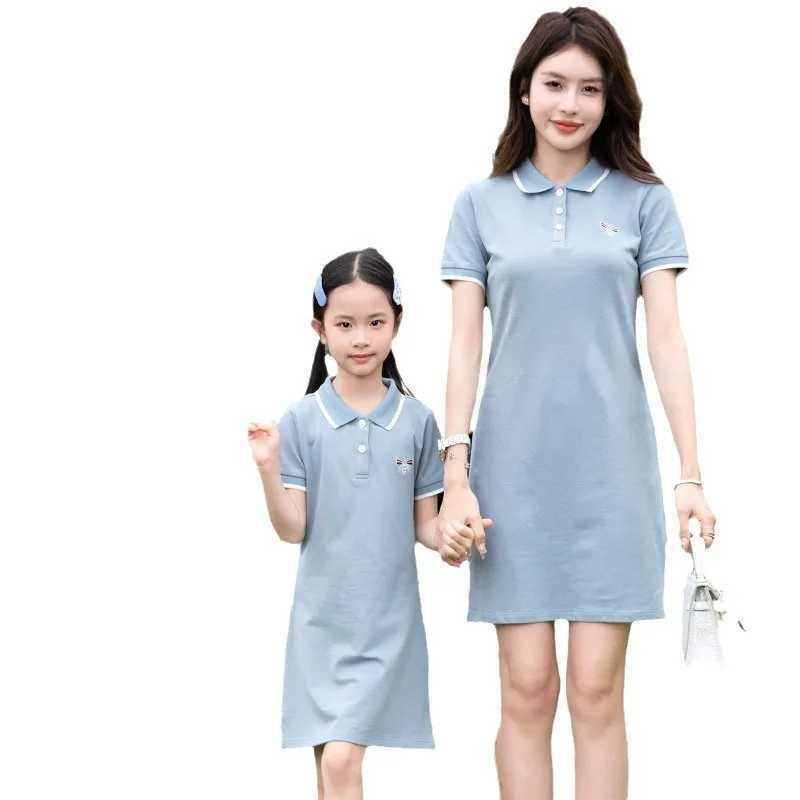 Blue Family Matching Set Polo Shirt Set Womens Shirt Couple Set Dress T-shirt Summer Mothers Day Shorts Gift S2548