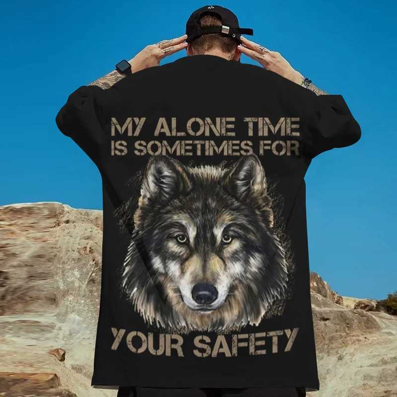 Animal mens T-shirt 3D wolf print street Harajuku short sleeved top T-shirt summer casual sportswear loose oversized T-shirtXJ250409