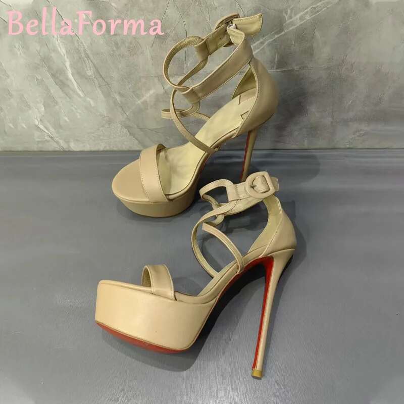Women's Platform Fish Mouth Sandals Classic Simple Sexy Mature Design Catwalk Banquet Dress Cross Strap Open Toe High Heels