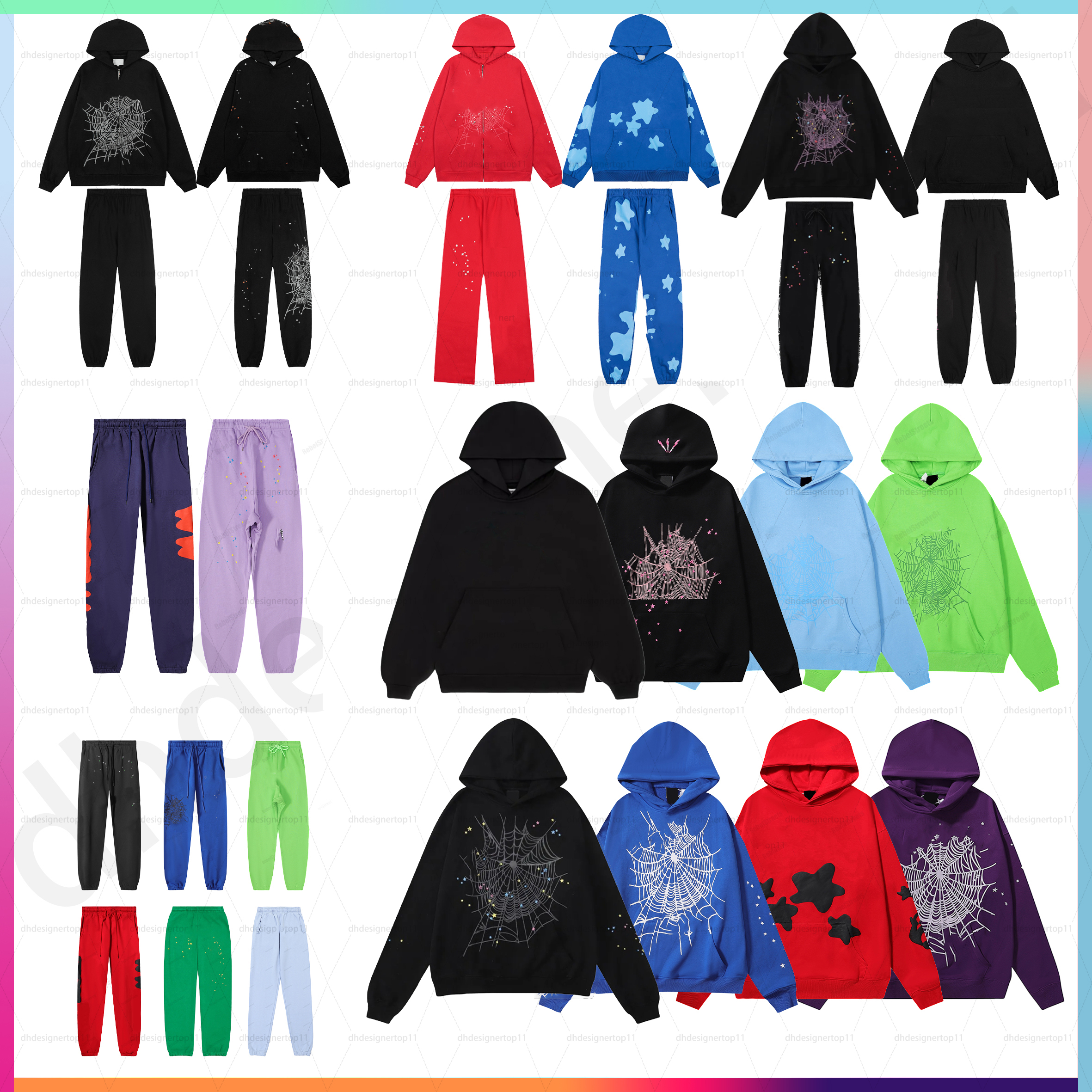 designer hoodie men hoodies fashion Y2K graphic hoodie and hight quality pants Stree puff print web hoodies Loose skin-friendly tracksuits us size S-XL