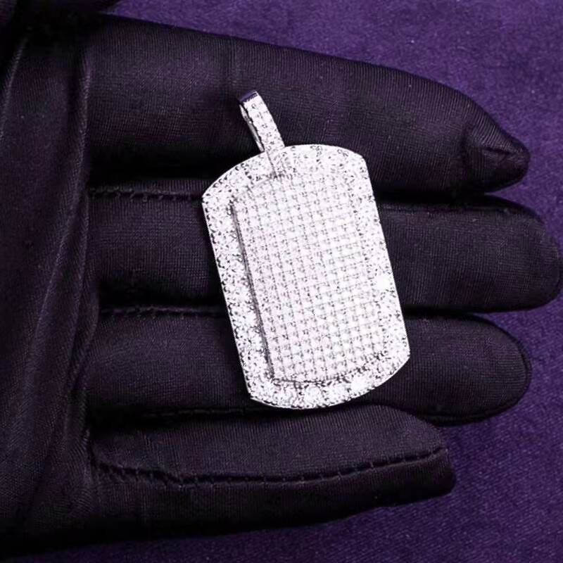 Pass Diamond Tester Hip Hop D Color VVS Moissanite Square Halo Pendant With 925 Sterling Silver GRA Women Men