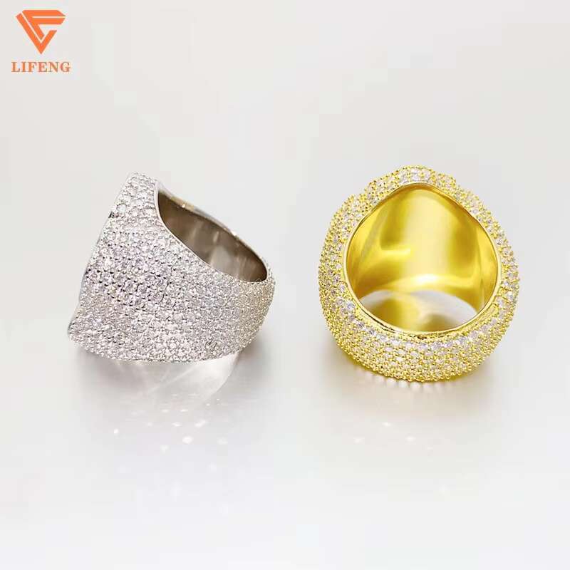 Lifeng Jewelry Full Baguette Moissanite Cross Ring Soild 925 Silver Gold Platinum Plated Diamond Ring for Men