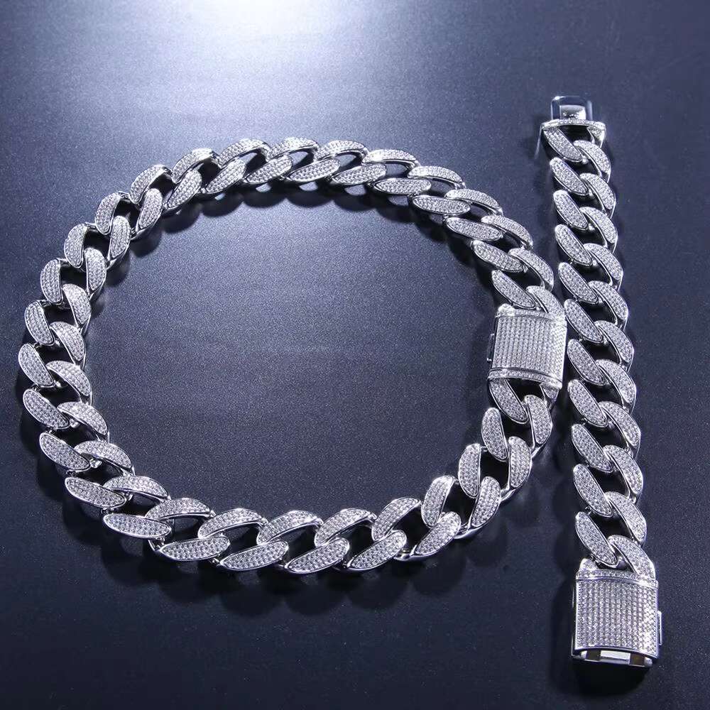 Hip Hop Jewelry Solid Sier Bracelet 14k Gold Ice Fully Cuban Chain k Necklace