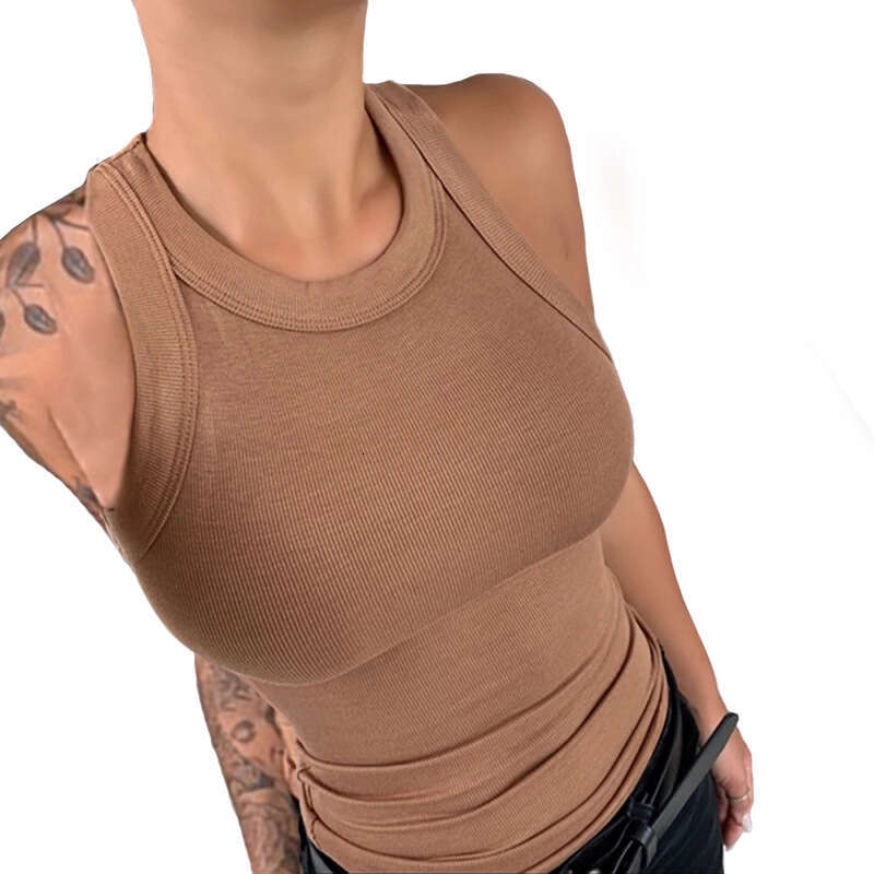 2025 Summer New Multi Color Printed Tank Top For Women, Sexy Round Neck Bottom, Interior And Exterior Wear