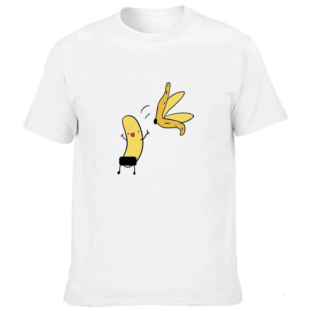 Mens T-shirt Summer Cute Banana Fun Design Fashionable Mens T-shirt Top White O-neck Casual Fashion T-shirt Street ClothingXJ250409