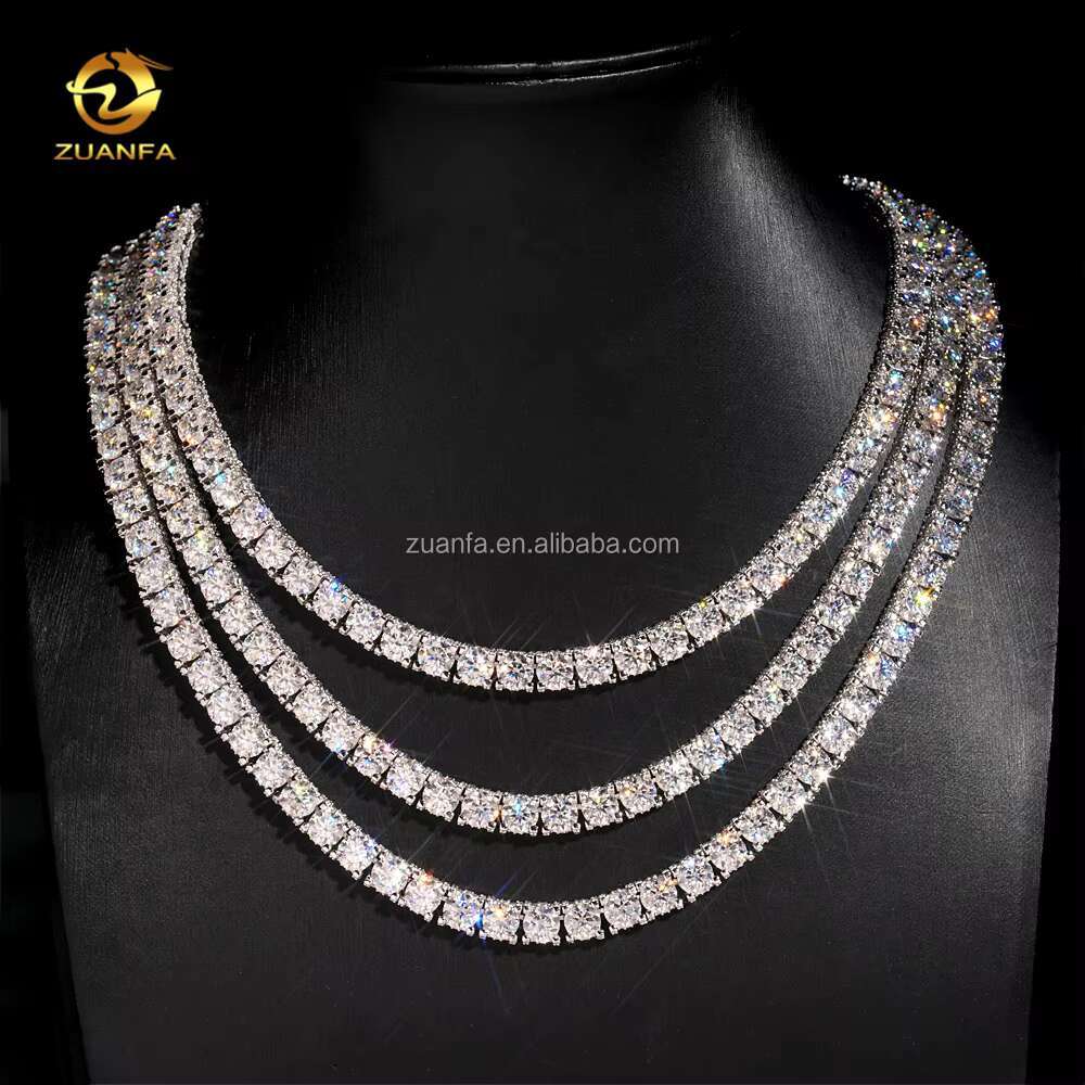 Bulk Stock New Arrivals Hot Selling Iced Out Hip Hop 925 Silver VVS1 5mm 6.5mm Moissanite Diamond Cluster Tennis Chain Bracelet