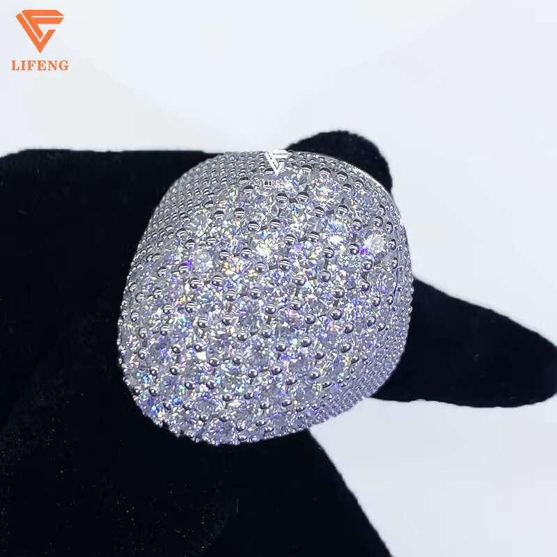 Lifeng Luxury Fully Diamond Ring VVS Moissanite White Gold Oval Shape Wedding Engagement Party Ring Women Made Sterling Silver